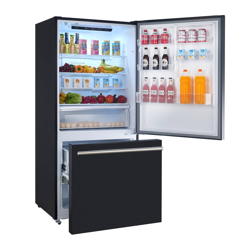 Forno 2-Piece Appliance Package - 30-Inch Espresso Electric Range & 31-Inch Refrigerator/Bottom Freezer in Black with Stainless Steel Handle