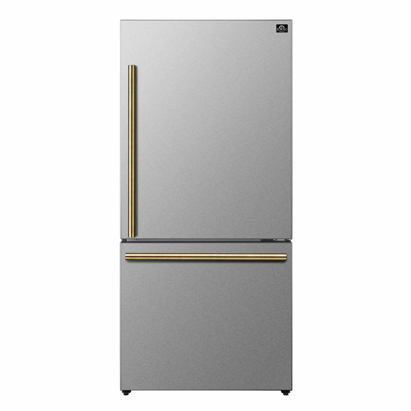 Forno Milano Espresso 31-Inch 17.2 cu. ft. Bottom Freezer Right Swing Door Refrigerator in Stainless Steel (FFFFD1785-31S)