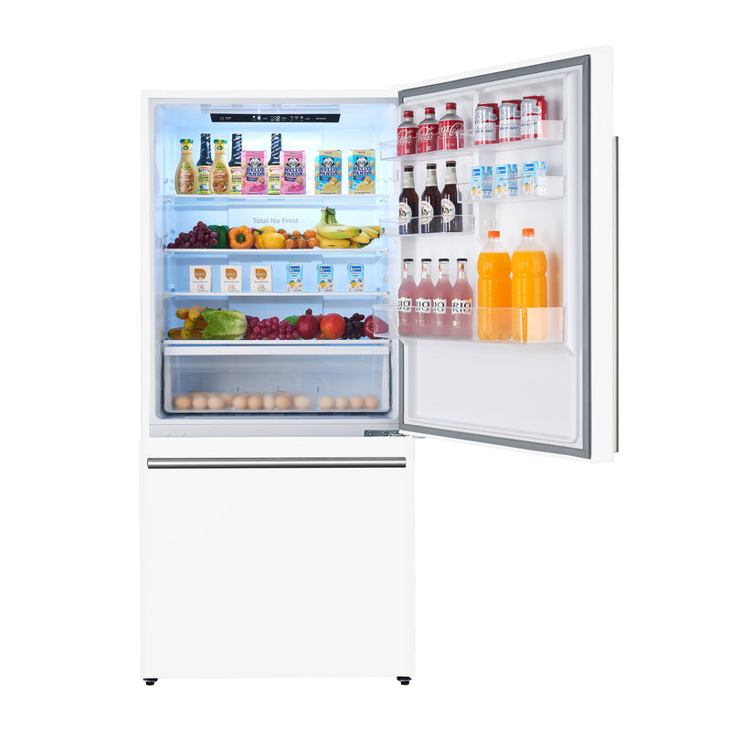 Forno Milano Espresso 31-Inch 17.2 cu. ft. Refrigerator and Bottom Freezer in White with Stainless Steel Handles, Right Hinge (FFFFD1785-31WHT)