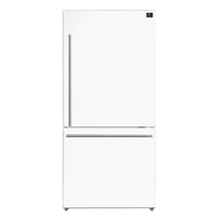 Forno Milano Espresso 31-Inch 17.2 cu. ft. Refrigerator and Bottom Freezer in White with Stainless Steel Handles, Right Hinge (FFFFD1785-31WHT)