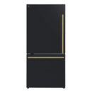 Forno 2-Piece Appliance Package - 30-Inch Slide-In Induction Range and 31-Inch Bottom Freezer Door Refrigerator in Black with Antique Brass Handle (FBDL-014-12CAUS)