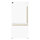 Forno 2-Piece Appliance Package - 30-Inch Slide-In Induction Range and 31-Inch Refrigerator, Left Hinge in White with Antique Brass Handle (FBDL-014-07CAUS)