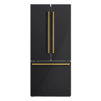 Forno Espresso Gallipoli 30-inch 17.5 cu. ft. French Door Refrigerator with Ice Maker in Black with Antique Brass Handle (FFFFD1974-31BLK)