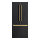 Forno Espresso Gallipoli 30-inch 17.5 cu. ft. French Door Refrigerator with Ice Maker in Black with Antique Brass Handle (FFFFD1974-31BLK)