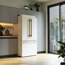 Forno 2-Piece Appliance Package - 30-Inch Slide-In Induction Range and 30-Inch French Door Refrigerator in White with Antique Brass Handle (FBDL-014-10CAUS)