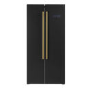 Forno 3-Piece Appliance Package - 30-Inch Gas Range, Under Cabinet Range Hood, and Refrigerator in Black with Antique Brass Trim