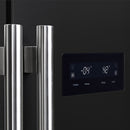 Forno Salerno 33-Inch 15.6 Cu. Ft. Counter Depth Side-by-Side Refrigerator in Black with Antique Brass Handle (FFRBI1805-33BLK)