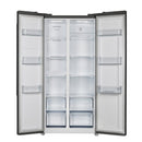 Forno Salerno 33-Inch 15.6 Cu. Ft. Counter Depth Side-by-Side Refrigerator in Black with Antique Brass Handle (FFRBI1805-33BLK)