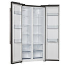 Forno Salerno 33-Inch 15.6 Cu. Ft. Counter Depth Side-by-Side Refrigerator in Black with Antique Brass Handle (FFRBI1805-33BLK)