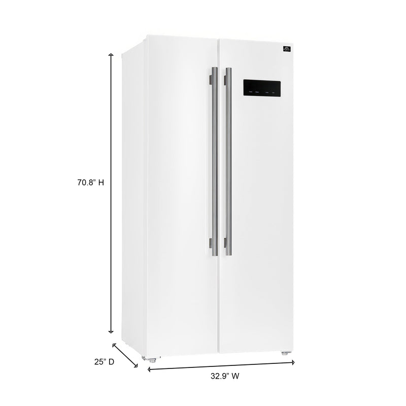 Forno Salerno 33-Inch 15.6 Cu. Ft. Counter Depth Side-by-Side Refrigerator in White (FFRBI1805-33WHT)