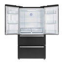 Forno 5-Piece Appliance Package - 30-Inch Electric Range, Under Cabinet Range Hood, French Door Refrigerator, Dishwasher, and 30-Inch Microwave Drawer in Black with Antique Brass Trim