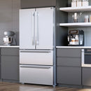 Forno 5-Piece Pro Appliance Package - 36-Inch Dual Fuel Range, Refrigerator, Wall Mount Hood with Backsplash, 24-Inch Microwave Oven, & 3-Rack Dishwasher in Stainless Steel