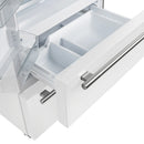 Forno 5-Piece Appliance Package - 30-Inch Induction Range, Under Cabinet Range Hood, French Door Refrigerator, Dishwasher, and 30-Inch Microwave Drawer in White with Antique Brass Trim
