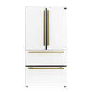 Forno Espresso 3-Piece Appliance Package - 30-Inch Induction Range, Refrigerator and Dishwasher in White with Antique Brass Trim