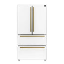 Forno Espresso 3-Piece Appliance Package - 30-Inch Electric Range, Refrigerator and Dishwasher in White with Antique Brass Trim