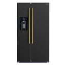 Forno 5-Piece Appliance Package - 30-Inch Gas Range, Under Cabinet Range Hood, Refrigerator wth Water Dispenser, Dishwasher, and 30-Inch Microwave Drawer in Black with Antique Brass Trim