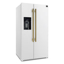 Forno 2-Piece Appliance Package - 30-Inch Slide-In Induction Range and 36-Inch Side by Side Refrigerator with Water Dispenser in White with Antique Brass Handle (FBDL-014-09CAUS)