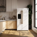Forno 2-Piece Appliance Package - 30-Inch Slide-In Induction Range and 36-Inch Side by Side Refrigerator with Water Dispenser in White with Antique Brass Handle (FBDL-014-09CAUS)