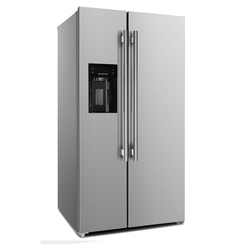 Forno 36-Inch Built-In Side-by-Side 20 cu.ft Refrigerator in Stainless Steel with Water Dispenser and Ice Maker with 4-Inch Grill (FFRBI1844-40SG)