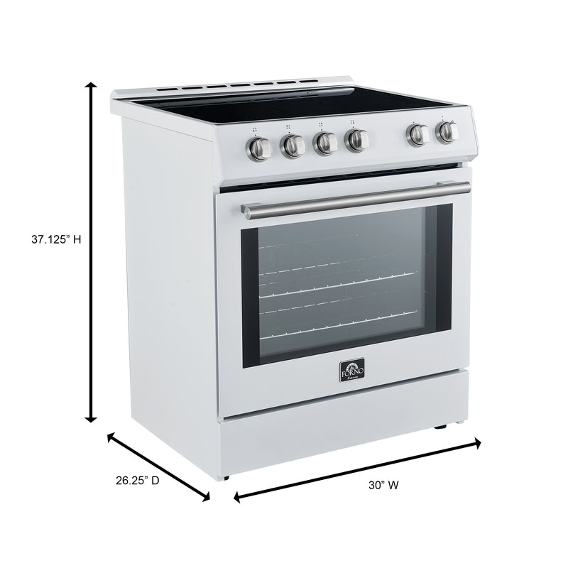 Forno Leonardo Espresso 30-Inch Slide-In White Induction Range with Brass Trim (FFSIN0982-30WHT)