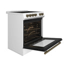 Forno Espresso 30-Inch 5 Cu. Ft. Electric Range with 4 Elements in White with Brass Handle (FFSEL6022-30WHT)