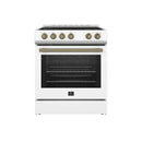 Forno Espresso 30-Inch 5 Cu. Ft. Electric Range with 4 Elements in White with Brass Handle (FFSEL6022-30WHT)