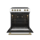 Forno Leonardo Espresso 30-Inch Electric Range in White with Brass Handle (FFSEL6022-30WHT)