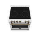 Forno Leonardo Espresso 30-Inch Electric Range in White with Brass Handle (FFSEL6022-30WHT)
