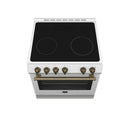 Forno Espresso 30-Inch 5 Cu. Ft. Electric Range with 4 Elements in White with Brass Handle (FFSEL6022-30WHT)