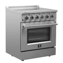 Forno 4-Piece Appliance Package - 30-Inch Electric Range, Pro-Style Refrigerator, Dishwasher, and 24-Inch Microwave Drawer in Stainless Steel