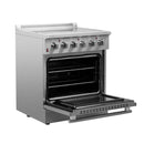 Forno 5-Piece Appliance Package - 30-Inch Electric Range, Wall Mount Range Hood, French Door Refrigerator, Dishwasher, and 24-Inch Microwave Drawer in Stainless Steel