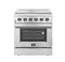 Forno 4-Piece Appliance Package - 30-Inch Electric Range, Wall Mount Range Hood with Backsplash, French Door Refrigerator, and Dishwasher in Stainless Steel