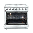 Forno 4-Piece Appliance Package - 36-Inch Electric Range, Pro-Style Refrigerator, Dishwasher, and 24-Inch Microwave Oven in Stainless Steel
