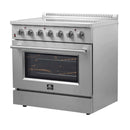 Forno 4-Piece Appliance Package - 36-Inch Electric Range, Pro-Style Refrigerator, Dishwasher, and 24-Inch Microwave Oven in Stainless Steel