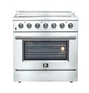 Forno 4-Piece Appliance Package - 36-Inch Electric Range, Pro-Style Refrigerator, Dishwasher, and 24-Inch Microwave Drawer in Stainless Steel