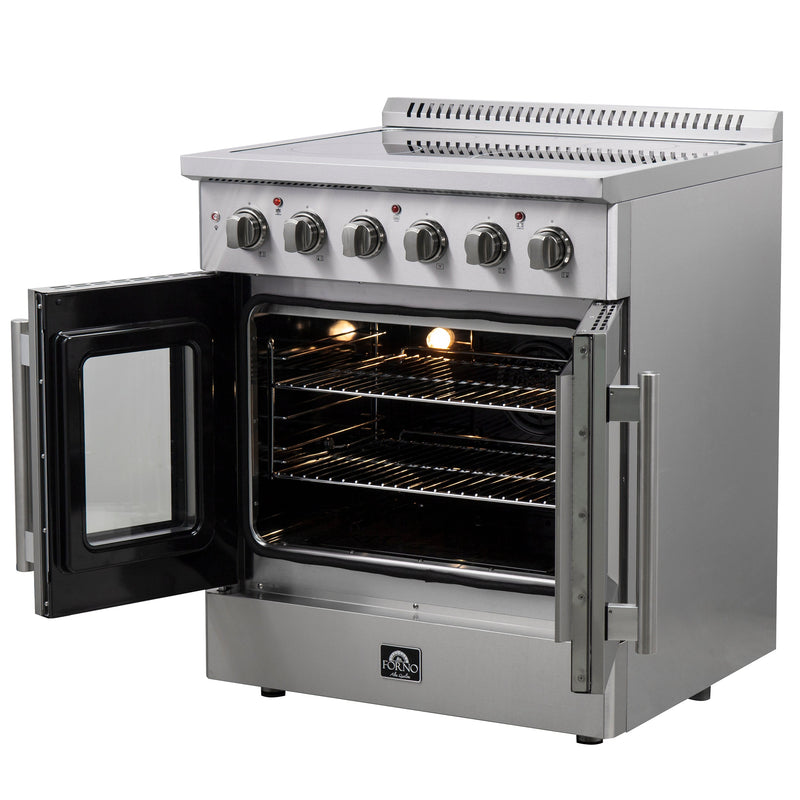 Forno Galiano 30-Inch French Door Electric Range with Convection Oven in Stainless Steel (FFSEL6917-30)