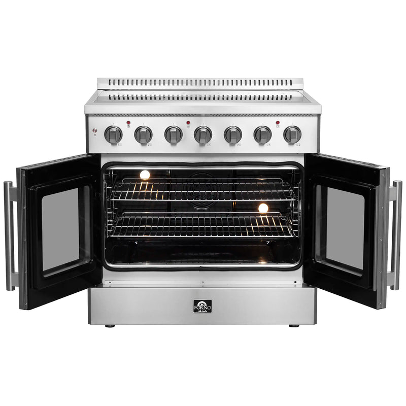 Forno Galiano 36-Inch French Door Electric Range with Convection Oven in Stainless Steel (FFSEL6917-36)