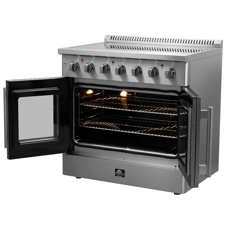 Forno Galiano 36-Inch French Door Electric Range with Convection Oven in Stainless Steel (FFSEL6917-36)