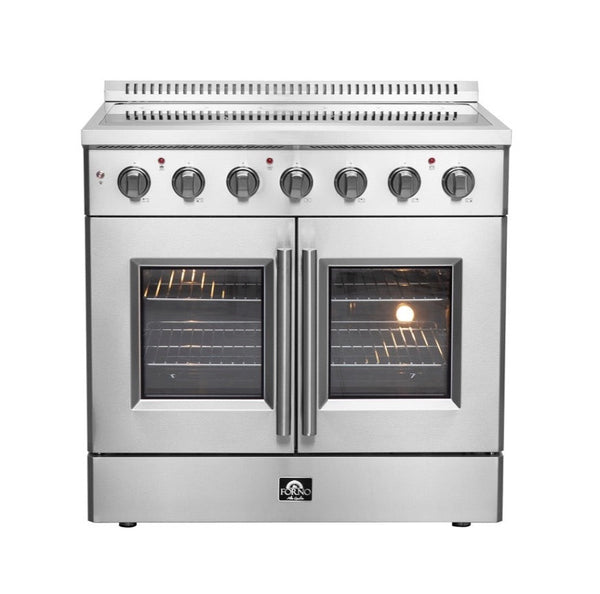 Forno Galiano 36-Inch French Door Electric Range with Convection Oven in Stainless Steel (FFSEL6917-36)