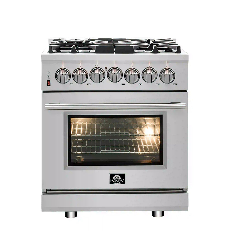 Forno Massimo 30-Inch Dual Fuel Range in Stainless Steel (FFSGS6125-30)