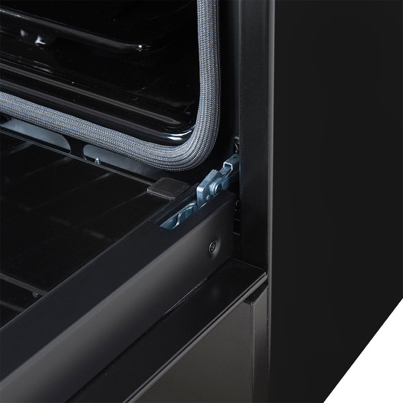 Forno 5-Piece Appliance Package - 30-Inch Gas Range, Under Cabinet Range Hood,  French Door Refrigerator, Dishwasher, and  Microwave Drawer in Black with Antique Brass Trim