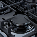 Forno 5-Piece Appliance Package - 30-Inch Gas Range, Under Cabinet Range Hood, Refrigerator with Water Dispenser, Dishwasher, and  Microwave Drawer in  Black with Antique Brass Trim