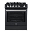 Forno Leonardo Espresso 30-Inch Gas Range in Black with Stainless Steel Handle (FFSGS1116-30BLK)
