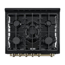 Forno Leonardo Espresso 30-Inch Gas Range in Black with Antique Brass Trim (FFSGS1116-30BLK)
