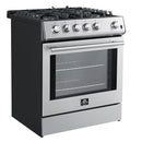 Forno 3-Piece Appliance Package - 30-Inch Gas Range, Under Cabinet Range Hood, & Side-by-Side Refrigerator in Stainless Steel