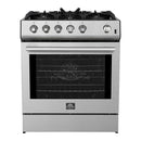 Forno 3-Piece Appliance Package - 30-Inch Gas Range, Under Cabinet Range Hood, & Side-by-Side Refrigerator in Stainless Steel
