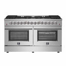 Forno 2-Piece Appliance Package - 60-Inch Dual Fuel Range and Wall Mount Range Hood in Stainless Steel