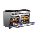 Forno 2-Piece Appliance Package - 60-Inch Dual Fuel Range and Wall Mount Range Hood in Stainless Steel
