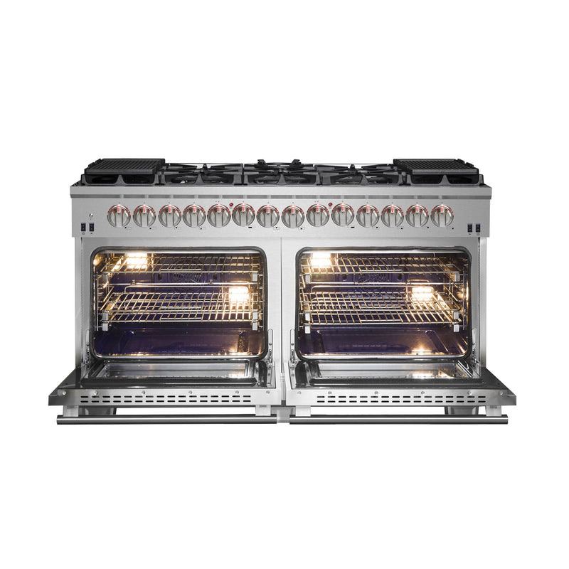 Forno 60-Inch Capriasca Dual Fuel Range with 240v Electric Oven - 10 Sealed Burners and 200,000 BTUs (FFSGS6187-60)