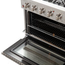 Forno 5-Piece Appliance Package - 36-Inch Gas Range, Wall Mount Range Hood, 36-Inch Refrigerator, Dishwasher, and 30-Inch Microwave Oven in Stainless Steel